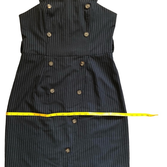 Dress Forum Navy Blue and White Pin Stripe Sleeveless Dress Large - Picture 7 of 10